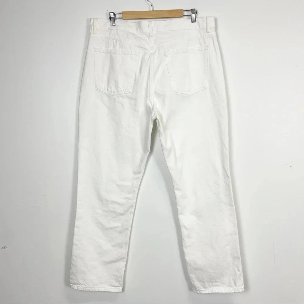 Topshop Dad Jeans Womens 34 US 12 White Button Fly Cotton Blend Denim